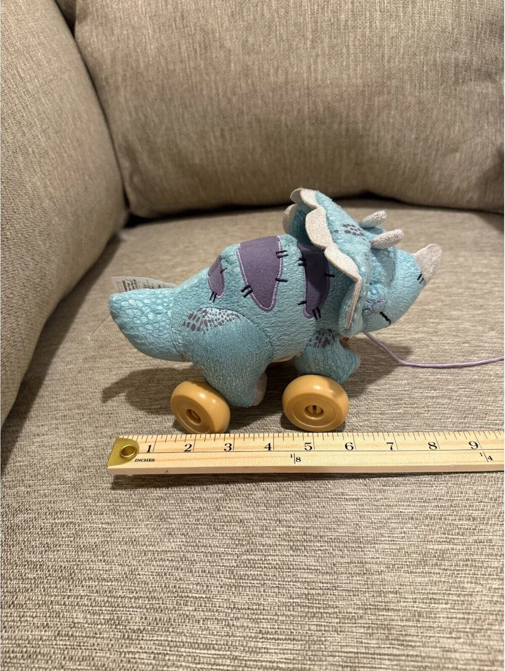 Disney Pixar Toy Story Trixie Triceratops Plush Pull Toy Wheels RARE NWT